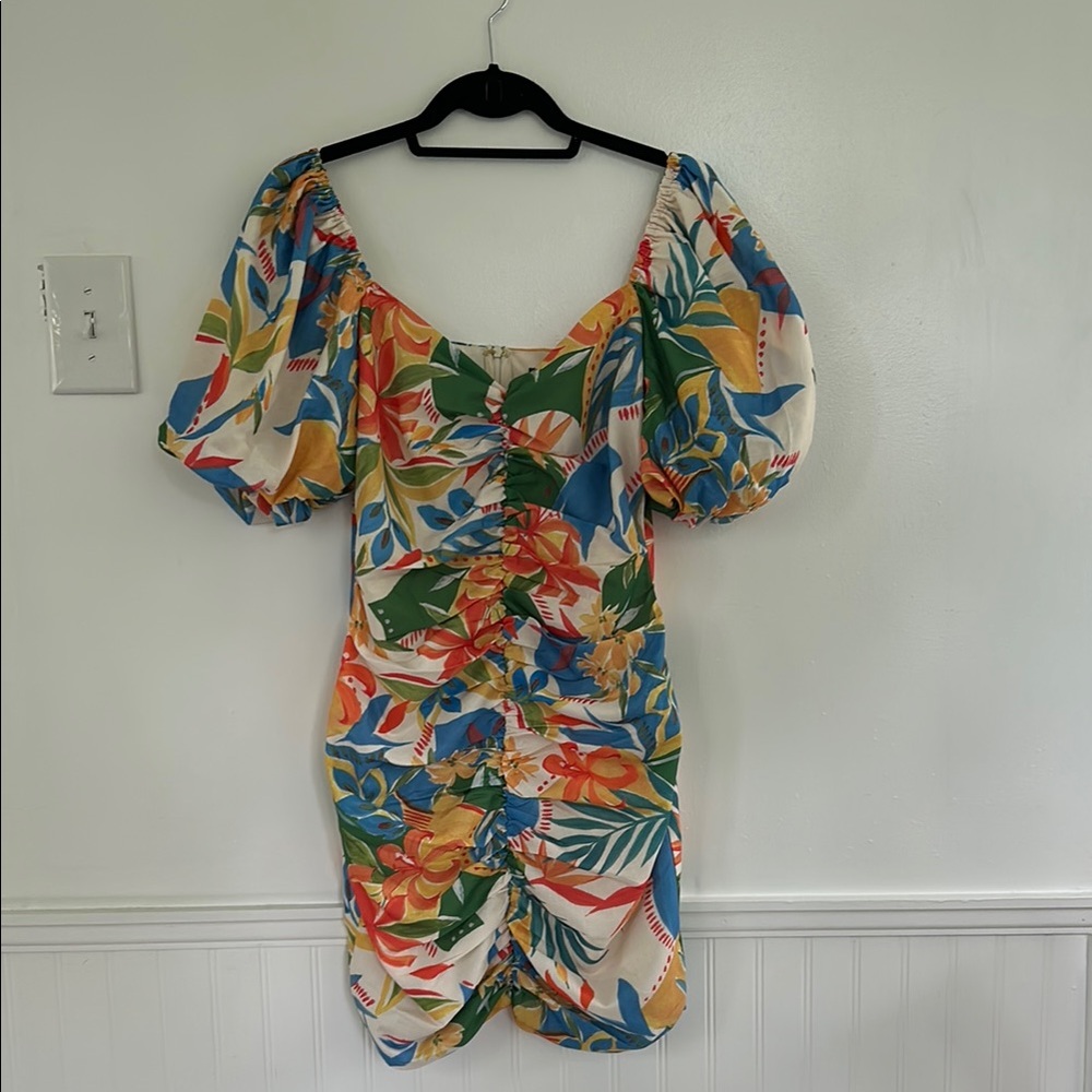 Floral Multicolor Puff Sleeve Dress. NWT